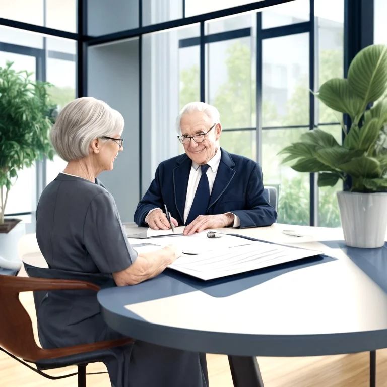 Pensioner receiving legal advice