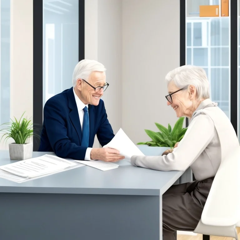 Pensioner receiving legal advice